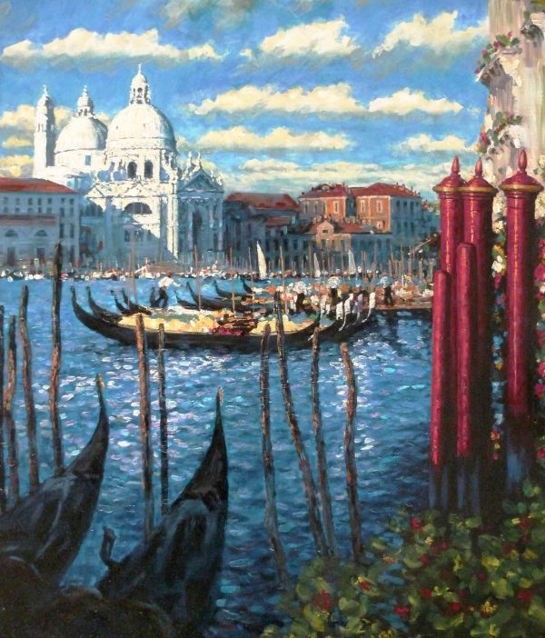 AYHY_L001_S_Au Yeung Hing Yee_欧阳兴义_Venice San Macro Small Pier_威尼斯圣马可小码头_100x80cm_$15000_Oil on Canvas