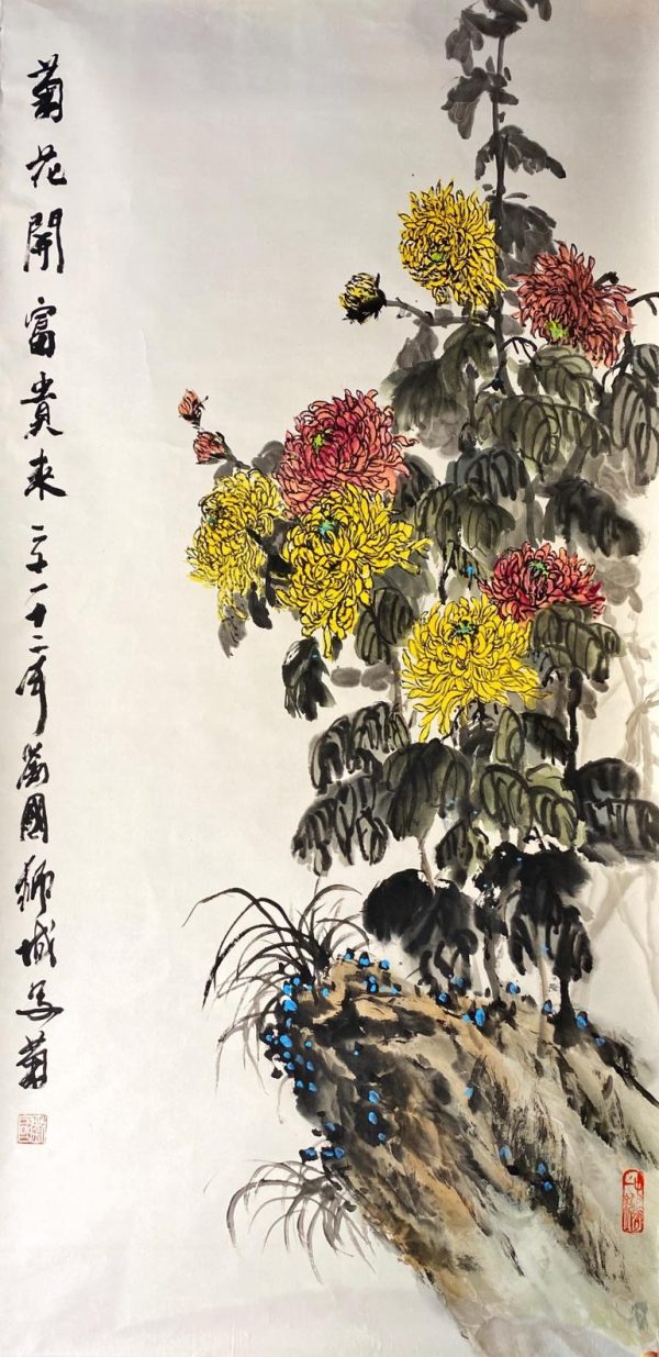 LG_CFA005_C_菊花开富贵来_140x70cm_$6000_Chinese ink on rice paper