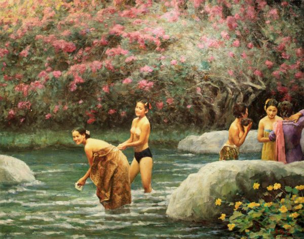 LSJ_P005_S__嬉水Water play-_110x140cm_$80000_Oil on canvas