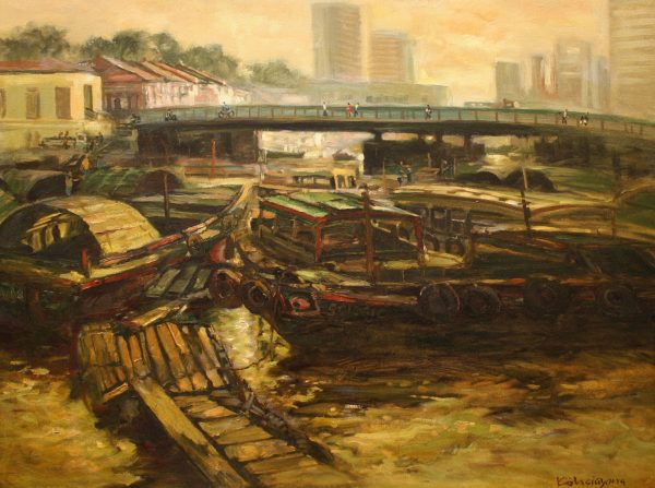 KSY_L014_S_Old Clarke Quay_76x101cm_$30000_Oil on canvas