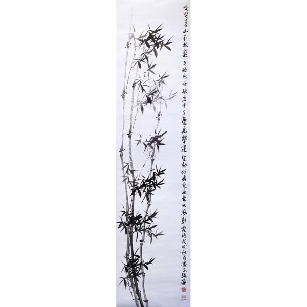 PWK_CP001_S_Bamboo_墨竹_咬定青山不放松_138x34cm_$1800_Chinese ink on rice paper