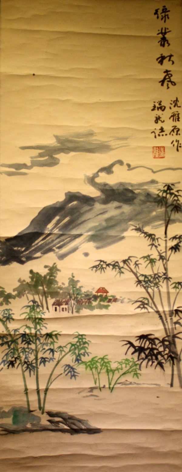 SY_CLS046_S_绿叶秋声山水_79x31cm_$2600_Chinese ink on rice paper