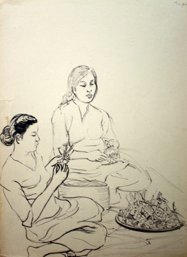 SY_SK003_S_Make Dumplings_包粽_38x27cm_Sketch on paper