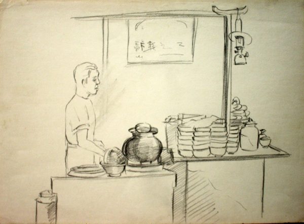 SY_SK005_S_Lamb Soup Stall_羊肉汤小贩_27x38cm_Sketch on paper