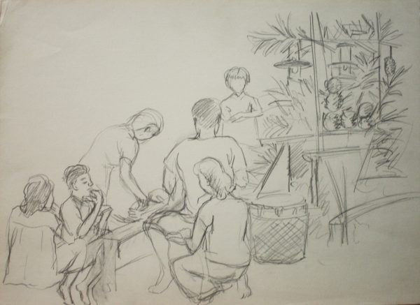 SY_SK008_S_Durian_榴莲摊_27x38cm_Sketch on paper