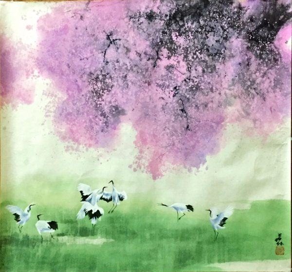 FXL_CB010_C_春之舞_Spring Dance_67x73cm_$6000_Chinese ink on rice paper