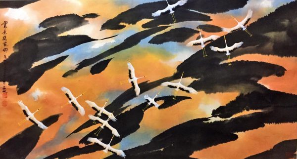 FXL_CB011_C_Cloud is the home of Crane_云是鹤家乡_68x123cm_$10000_Chinese ink on rice paper