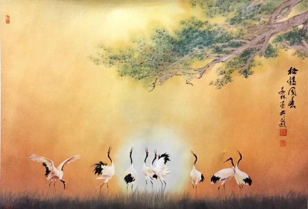 FXL_CB003_C_Cranes in the Spring_松鹤回春_78x110cm_$12000_Chinese ink on rice paper