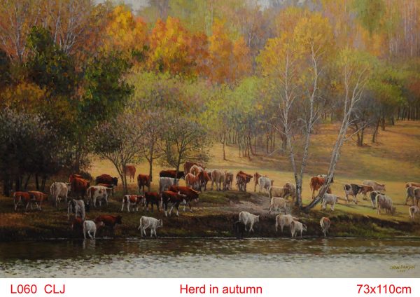 CLJ_L060_C_Herd in Autumn_秋牧_$6800_73x110cm_Oil on canvas