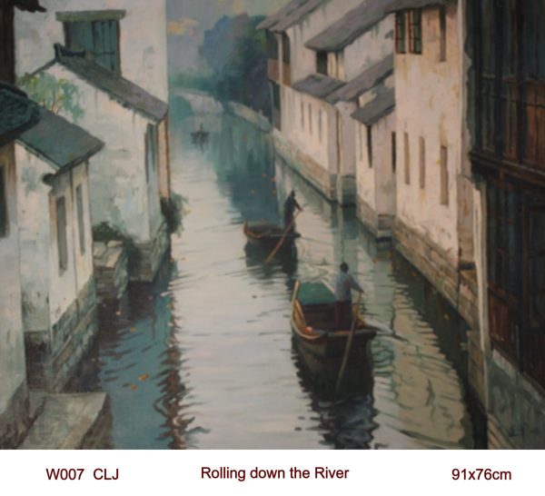 CLJ_W007_C_Rolling down the River_水鄉情_$4000_76x91cm_Oil on canvas CLJ_W007_C_Rolling down the River_水鄉情_$4000_76x91cm_Oil on canvas