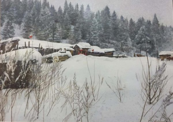 CXG_L001_C_Snowy Mountain_山村冬日_53x72cm_$9800_Oil on canvas