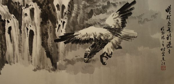 CYL_CB004_C_Flying Eagle_飞鹰_66x136cm_$8800_Chinese ink on rice paper