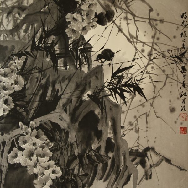 CYL_CB007_C_Enjoy Moonlight_享受月光_$4800_67x67cm_Chinese ink on rice paper