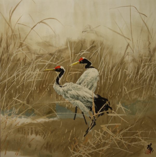 CYL_CB020_C_Couple in the reed field_芦苇塘情侣x_67x66cm_$5000_Chinese ink on rice paper