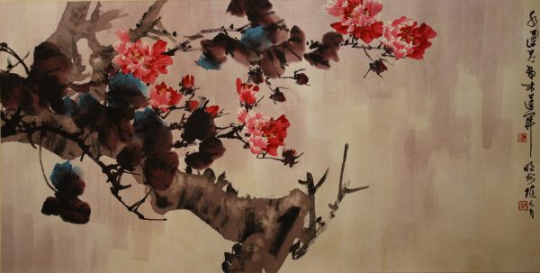 CYL_CFA006_C_Hibiscus Tree_芙蓉树_68x136cm_$8800_Chinese ink on rice paper