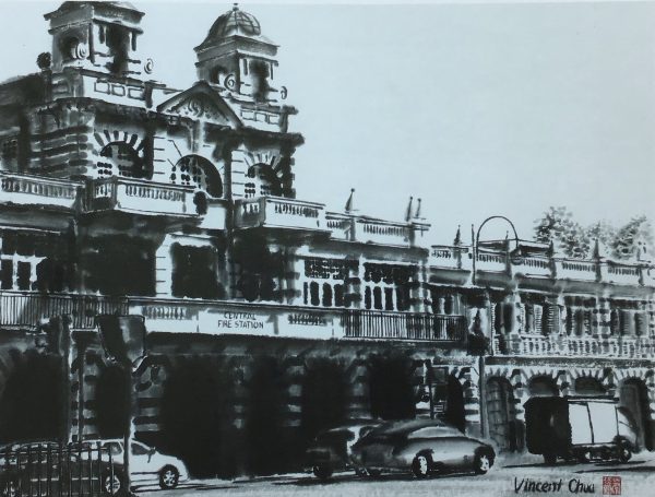CYX_L001_S_Central Fire Station_97x96cm_$4800_Chinese Inl on Xuan Paper