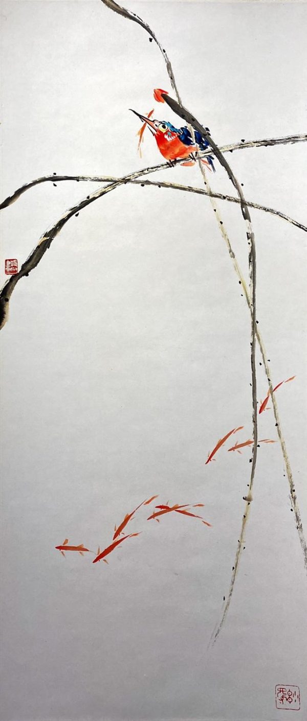 CZW_CAS001_C_池塘清趣_90x40cm_$1800_Chinese ink on rice paper