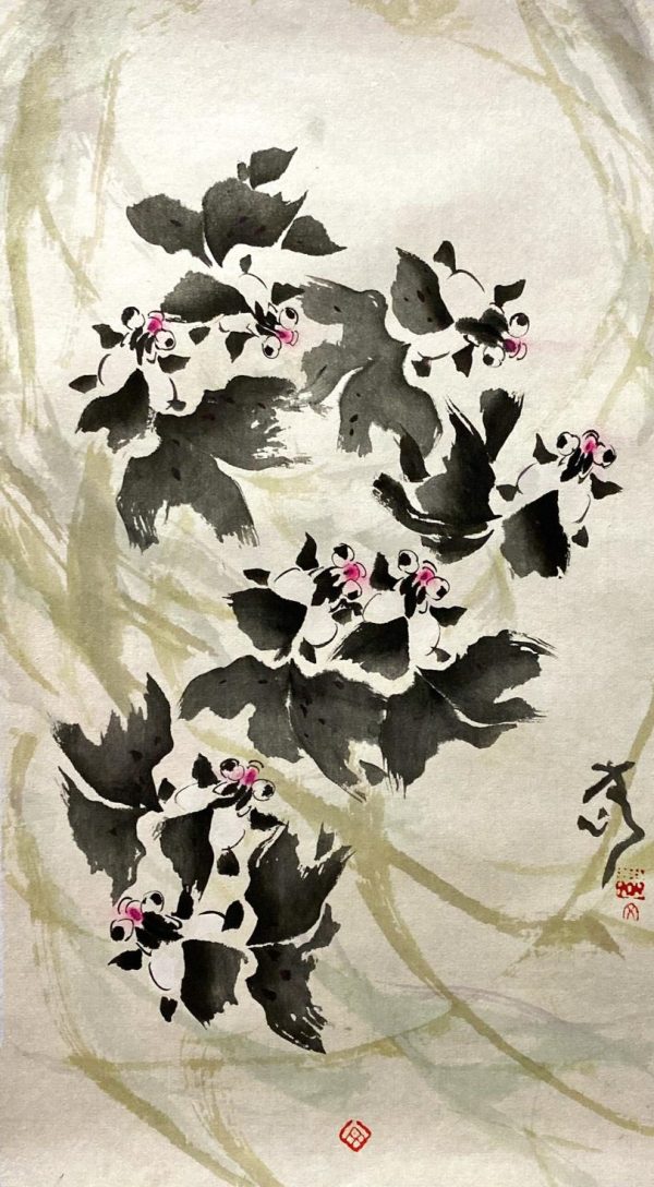 CZW_CF002_C_陈正文_8黑金鱼_34x20.cm_$580_Chinese ink on rice paper