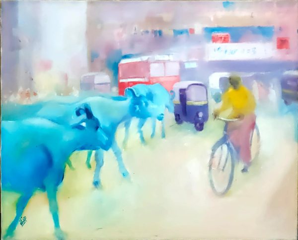 DMP_L017_I-Dilip-Peaceful March-61x76cm-$3400_Oil on canvas