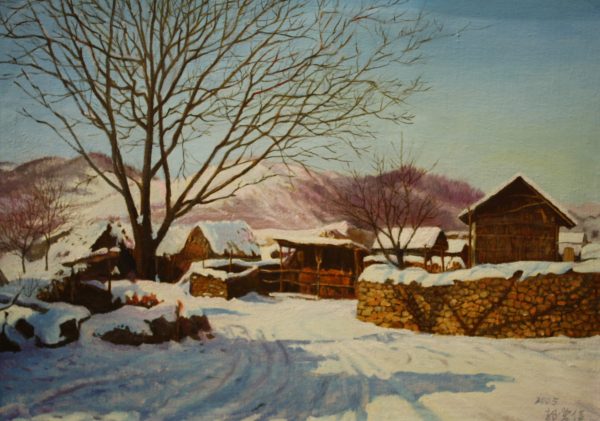 GCX_L007_C_Village in the Snow_雪落山村_53x73cm_$8000_Oil on canvas