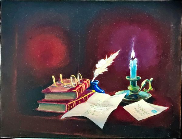 HB_SL008_F_Candle & Inkpot_33x41cm_$3000_Oil on canvas