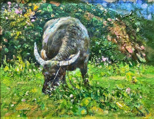 HYT_A007_C_Grazing_耕牛_40x51cm_$2300_Oil on canvas
