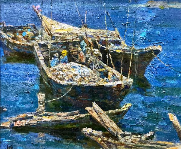 HYT_B001_C_Boats_船_43x53cm_$3600_Oil on canvas HYT_B001_C_Boats_船_43x53cm_$3600_Oil on canvas
