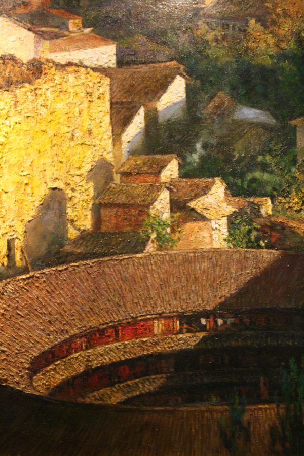 HYT_L002_C_A Khek Residence by the Afternoon Sun_围楼西照_120x120cm_$22800_Oil on canvas