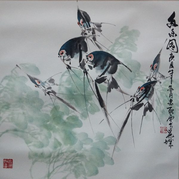 HZG_CF016_C_Fishes_鱼乐图_68x68cm_$3800_Chinese ink on rice paper