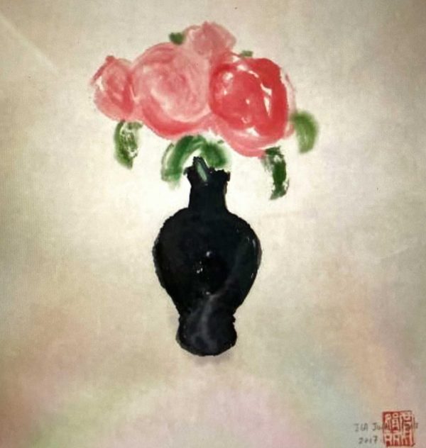 JJL_CFA001_C_Flower_花儿_32x33cm_$1600_Chinese ink on rice paper