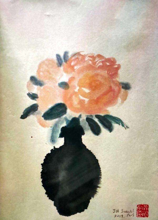 JJL_CFA023_C_Flower_花儿_34x25cm_$1600_Chinese ink on rice paper