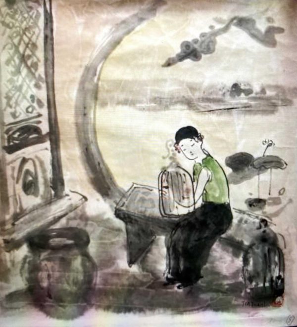 JJL_CP005_C_Birdcage_鸟笼_35x35cm_$1600_Chinese ink on rice paper