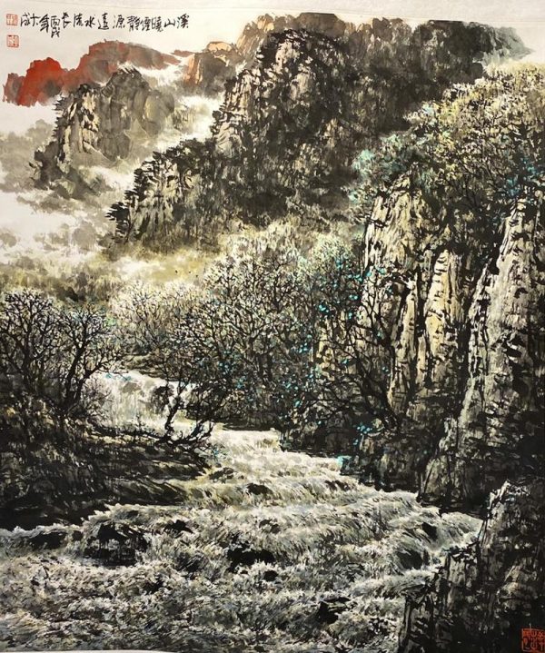 QDC_CL002_C_溪山水长_82x74cm_$3800_Chinese ink on rice paper