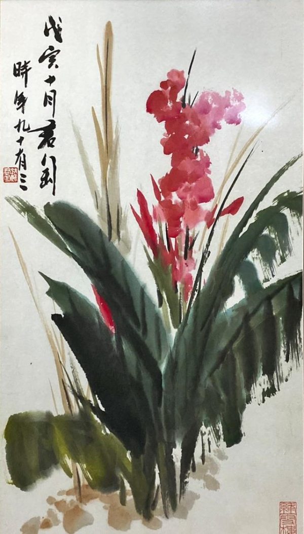 QJT_CFA019_C_Ginger Flower_姜花_82x50cm_框_Chinese ink on rice paper