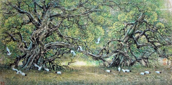 WHX_CB002_Below the Banyan Tree_榕树下_69x137cm_$5600_Chinese ink on rice paper