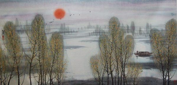 WLS_L018_C_Early Autumn Morning Rhyme_初秋晨韵_66x133cm_$4300_Chinese ink on rice paper