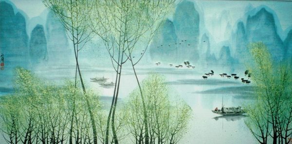 WLS_L071_C_People on the Water_水上人家_67x136cm_$4300_Chinese ink on rice paper
