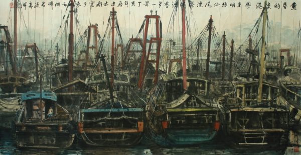 WML_CL009_C_Seasons of Moratorium on Fishing_禁渔季_98x180cm_$16800_Chinese Ink on rice paper