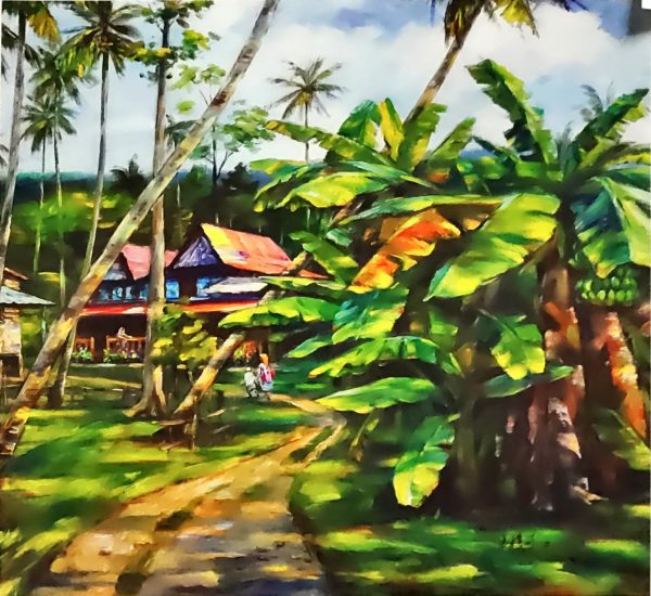 WMP_L013_S_Kampong Village_105x105cm_$12000_Oil on canvas