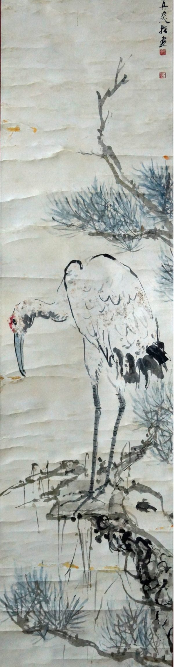 WTY_CFAS004_S_Crane_松鹤_129x34cm_$21000_Chinese ink on rice paper WTY_CFAS004_S_Crane_松鹤_129x34cm_$21000_Chinese ink on rice paper