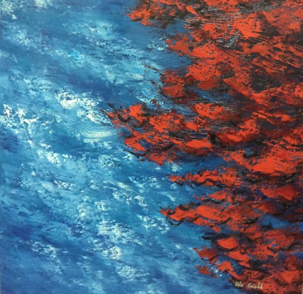 WXL_AA018_S_Lake with Red Leaves_红叶湖水_76x76cm_$7600