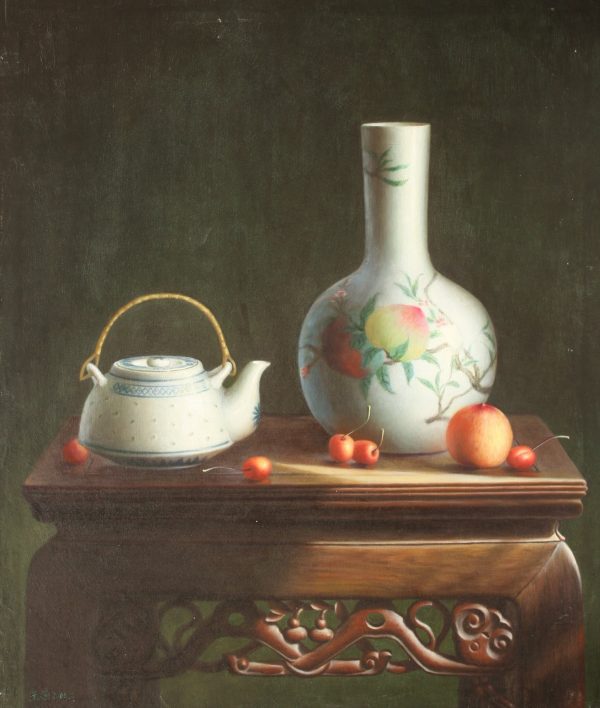 WY_SL012_C_Longevity Vase_长寿瓶_72x61cm_$3800_Oil on canvas