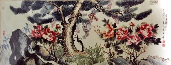 ZH_CFA019_C_古松牡丹-67x176cm-$3400_Chinese ink on rice paper