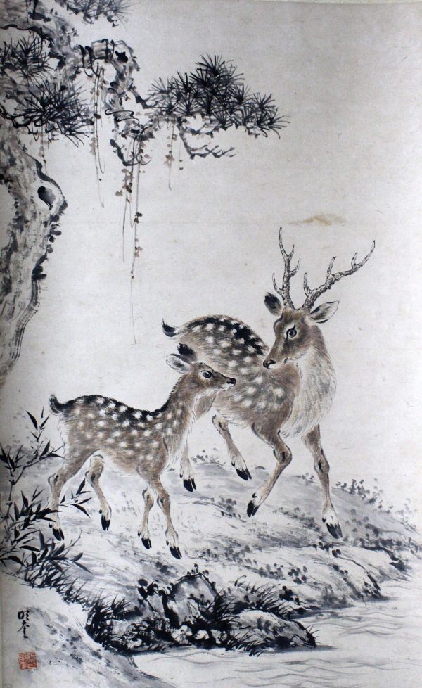 ZMK_CAP008_SDeer Spring Outing_春郊游鹿_89x54cm_$5000_Chinese ink on rice paper