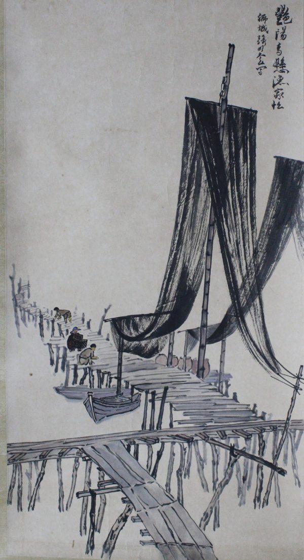 ZMK_CLS020_S_Fishing Village_渔村_67x46cm_$3800_Chinese ink on rice paper