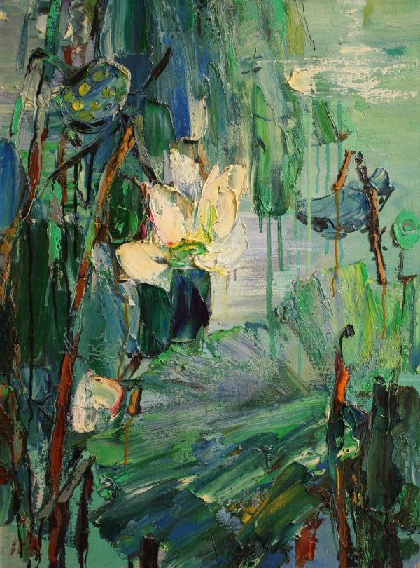 ZSJ_FA001_C_Lotus_荷花_76x57cm_$5400_Oil on canvas