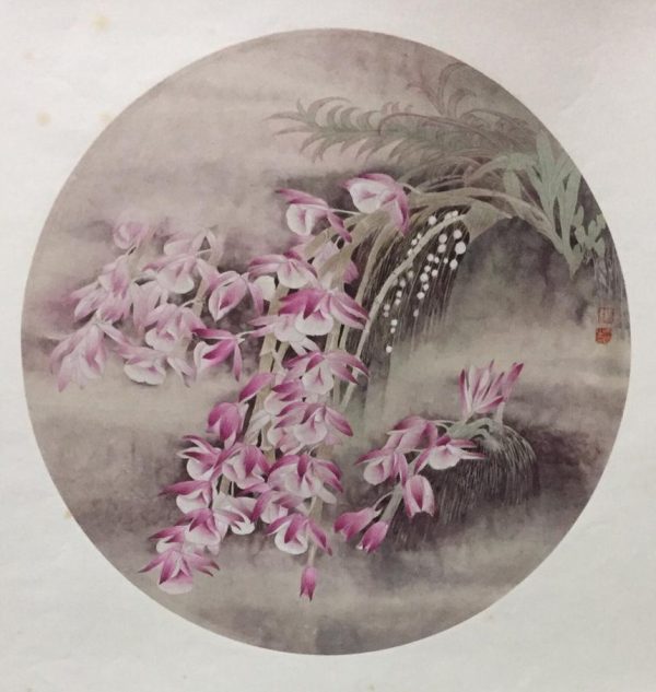ZWC_CFA024_C_Blooming Orchid_胡姬花盛开_45cm_圆片_$3300_Chinese ink on rice paper ZWC_CFA024_C_Blooming Orchid_胡姬花盛开_45cm_圆片_$3300_Chinese ink on rice paper