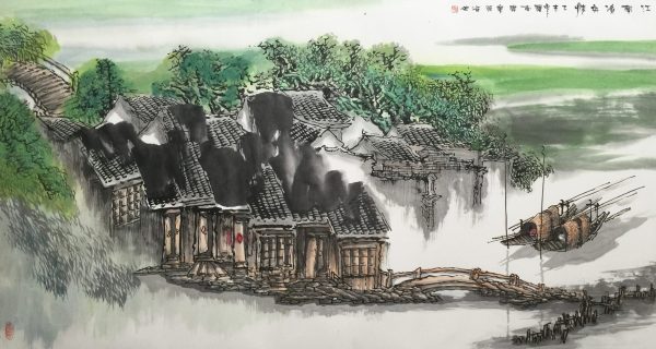 ZX_CFA006_C_Fisherman's Affection_ 江南渔舟情_$19000_96x180cm_Chinese ink on rice paper