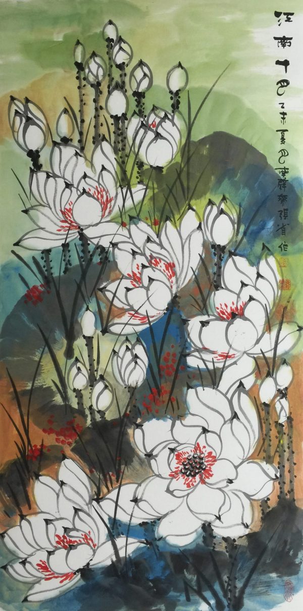 ZX_CFA014_C_October-South Yangtze River_江南十月_$12800_68x136cm_Chinese ink on rice paper