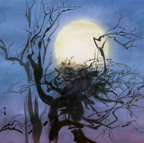 ZZA_CB001_Bird's nest_鸟巢_66x66cm_$4300_Chinese ink on Rice Paper